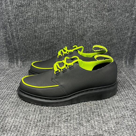 NEW Dr. Martens Ramsey ALT Creeper Leather Oxfords Black Neon Green Men 10 / 11W